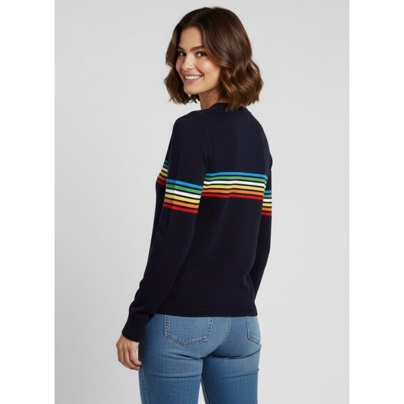 Vintage Y2K Esprit Rainbow Striped Blue Knit Sweater • Skater Grandpacore Preppy - Picture 8 of 14